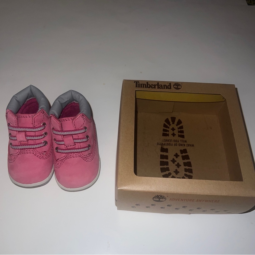 New In Box Timberland 6684R Infant/Toddler Crib Boot Pink Grey Size 0-3